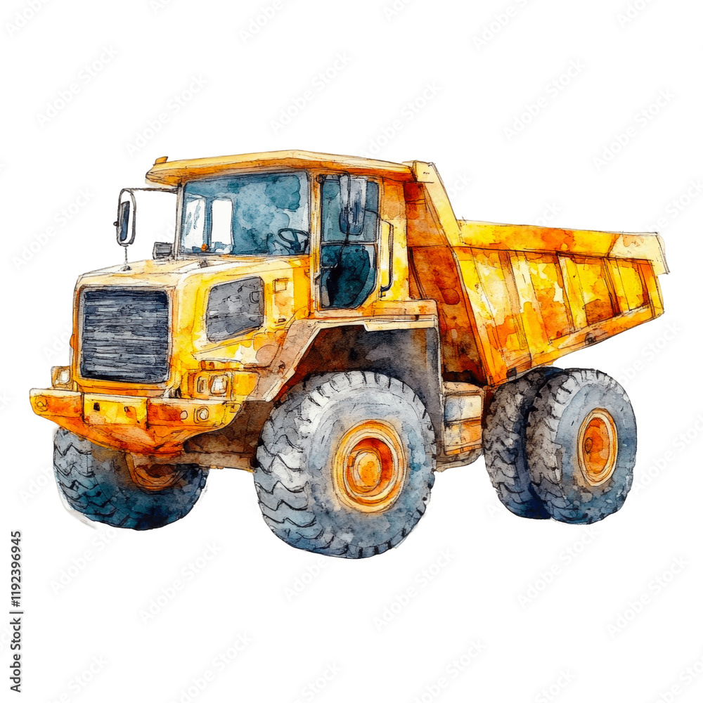 Vibrant Yellow Dump Truck with Bold Tires and Detailed Design Vibrant Yellow Dump Truck with Bold Tires and Detailed Design