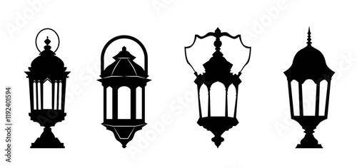 Set of Vintage Lantern Silhouettes – Perfect for Ramadan and Festive Themes