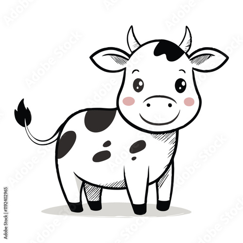  cute cow vector icon line for kids 