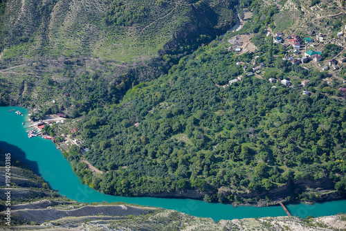 Republic of Dagestan. Sulak canyon in a mountain landscape. Russia photo