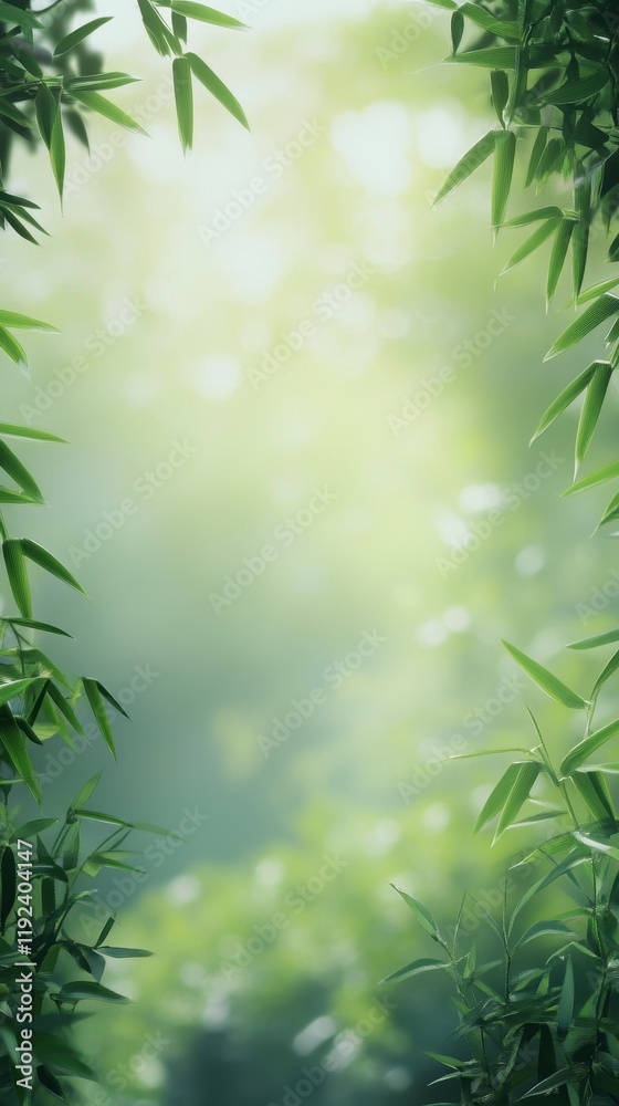 Serene Bamboo Forest Frame with Soft Focus Background. Serene Bamboo Forest Frame with Soft Focus Background.
