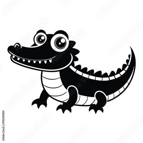 crocodile black vector icon line for kids 