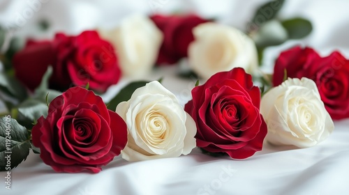 A beautiful red rose bouquet, a floral gift of love and romance photo