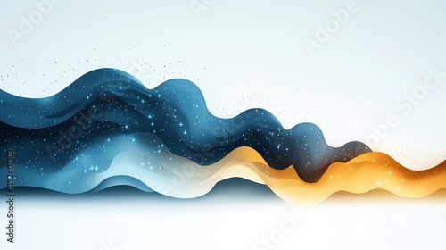 Abstract Waves of Colorful Flow with Blue, Orange, and White Elements in a Modern Design