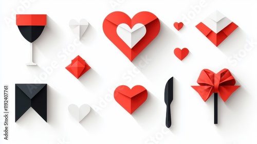 Colorful Origami Hearts and Gifts Arrangement for Celebrating Love and Special Occasions