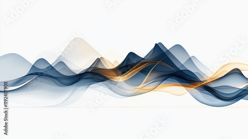 Abstract Fluid Wave Motif in Blue and Gold Hues for Artistic Background Design