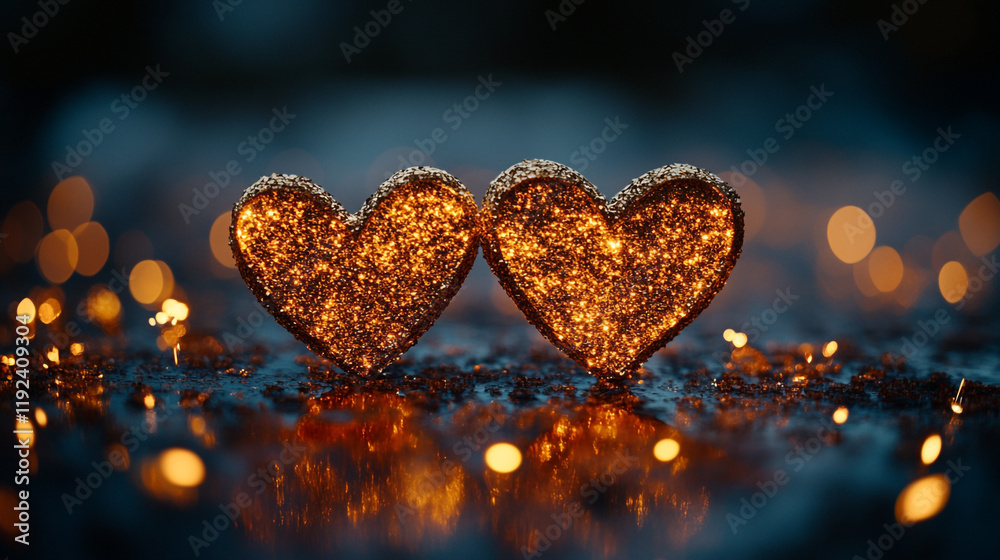 Fototapeta premium Bright hearts sparkling together for a romantic Valentine's Day celebration