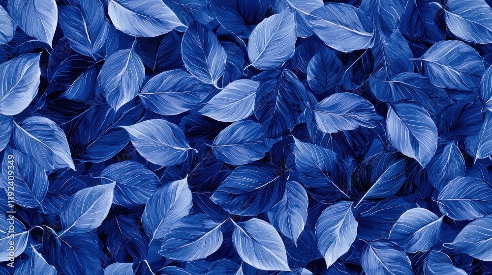 Serene Blue Leaves: A Tranquil Botanical Abstract Serene Blue Leaves: A Tranquil Botanical Abstract