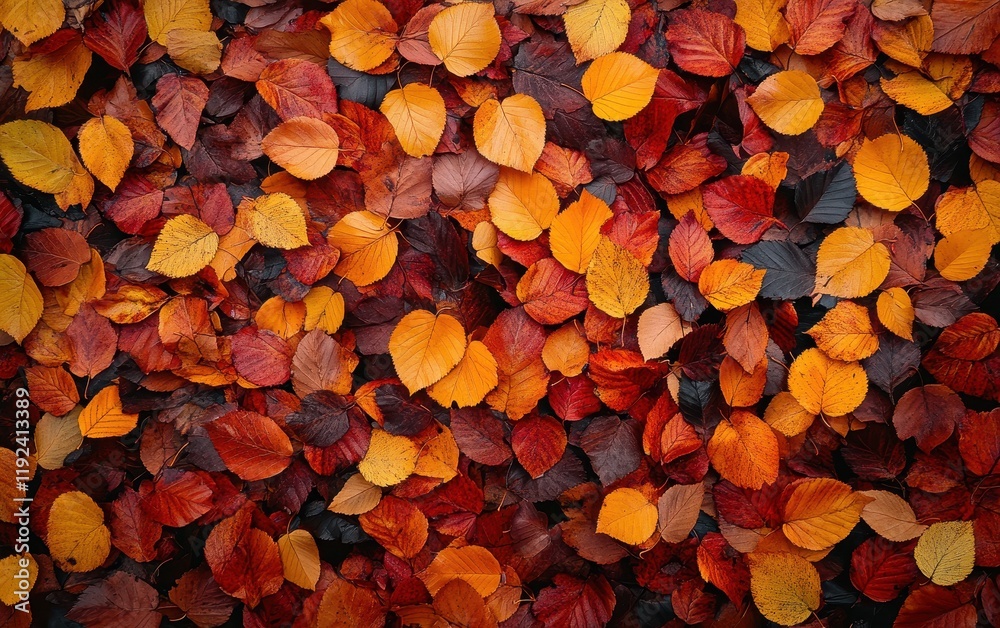 Vibrant Autumn Leaves Carpet A Rich Texture of Reds, Oranges, and Browns. Vibrant Autumn Leaves Carpet A Rich Texture of Reds, Oranges, and Browns.