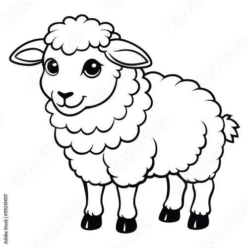  cute sheep outline vector 