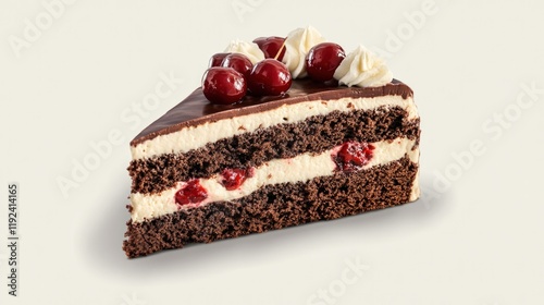 Delicious Chocolate Cherry Cake Slice photo