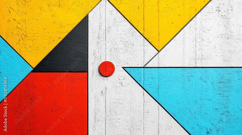 Naklejka premium Colorful Geometric Abstract Design with Bold Shapes and Textures