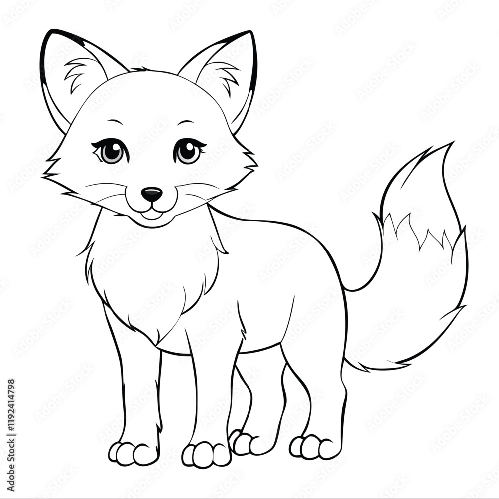 Obraz premium cute fox outline vector 