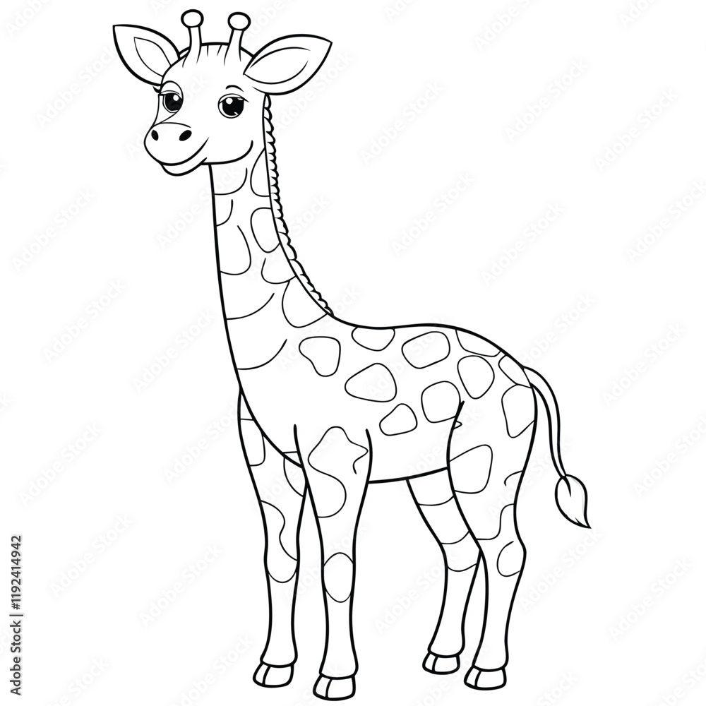 Fototapeta premium cute giraffe outline vector 