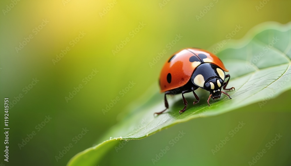 Vibrant ladybug on leaf with blurred background perfect for nature themes and education Vibrant ladybug on leaf with blurred background perfect for nature themes and education