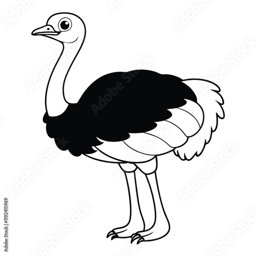  cute ostrich outline vector 