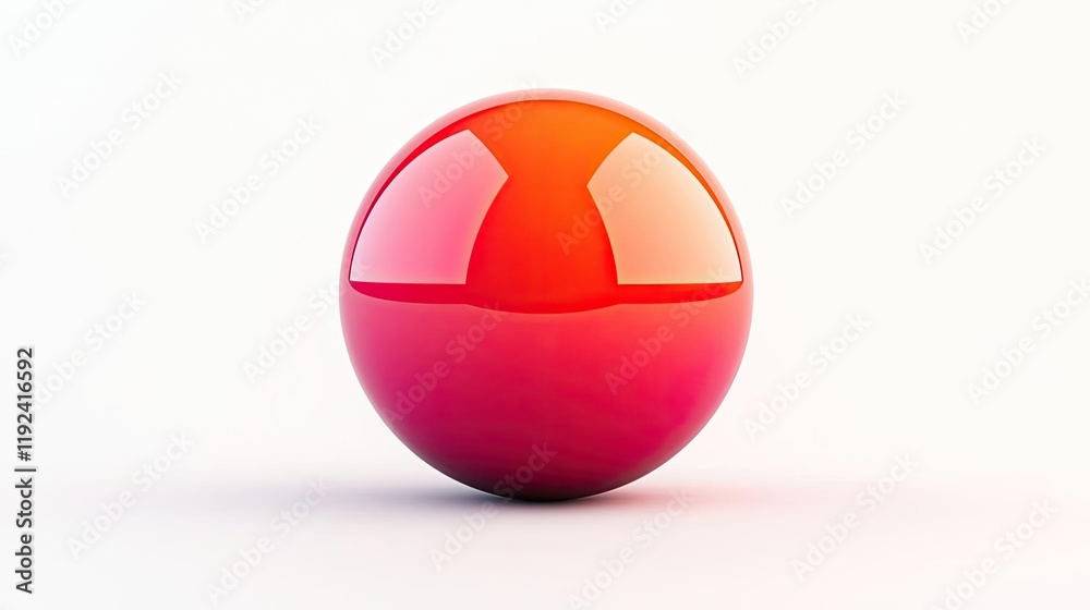 Vivid gradient concept. A glossy red sphere on a clean white background, showcasing modern design aesthetics.
