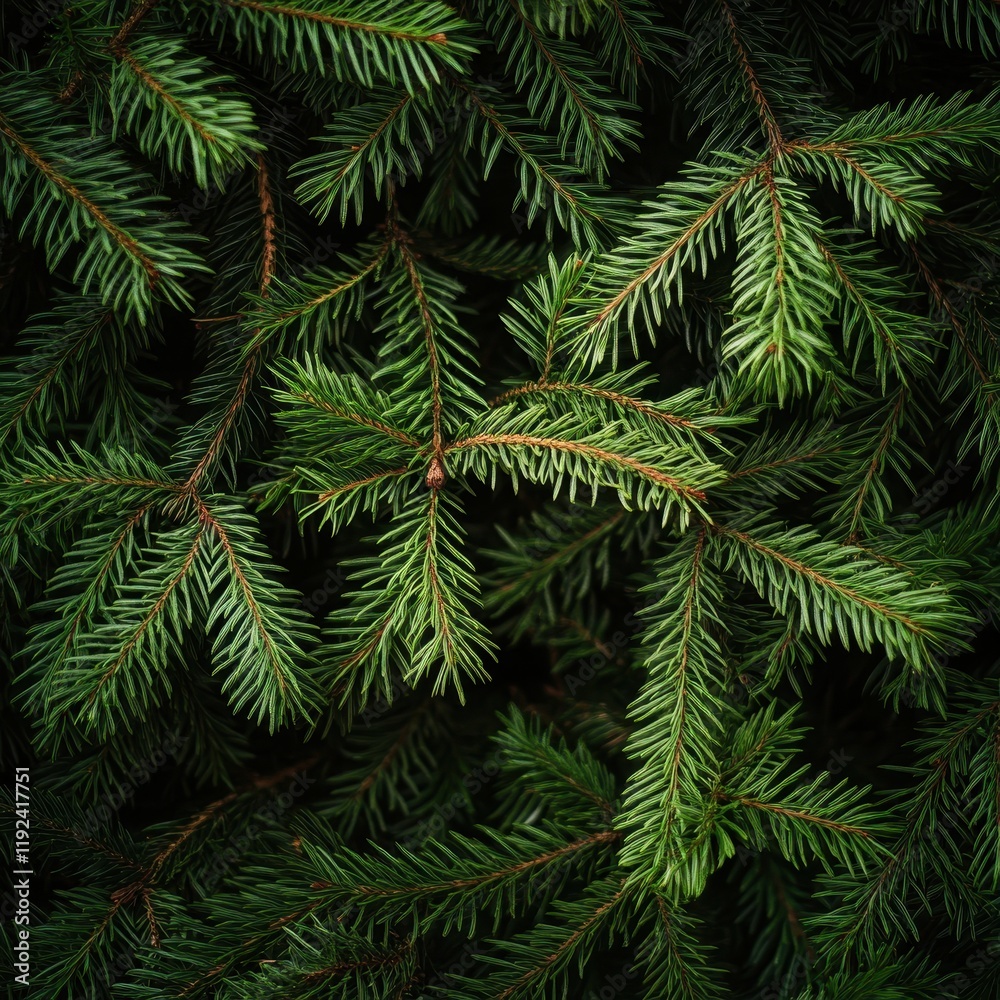 Close-Up of Evergreen Spruce Needles, Detailed Texture and Natural Pattern. Close-Up of Evergreen Spruce Needles, Detailed Texture and Natural Pattern.