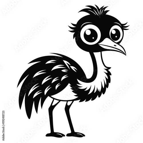 emu black outline vector for kids 
