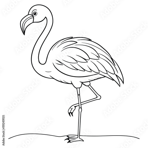  cute flamingo outline vector for kids book