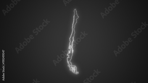 Neon White Chile Map Borders Outline Background Wallpaper