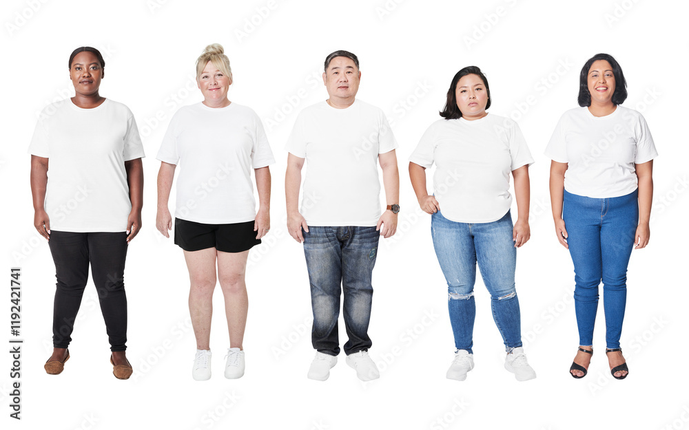 Body positivity diverse models outfit png apparel mockup studio shot Body positivity diverse models outfit png apparel mockup studio shot