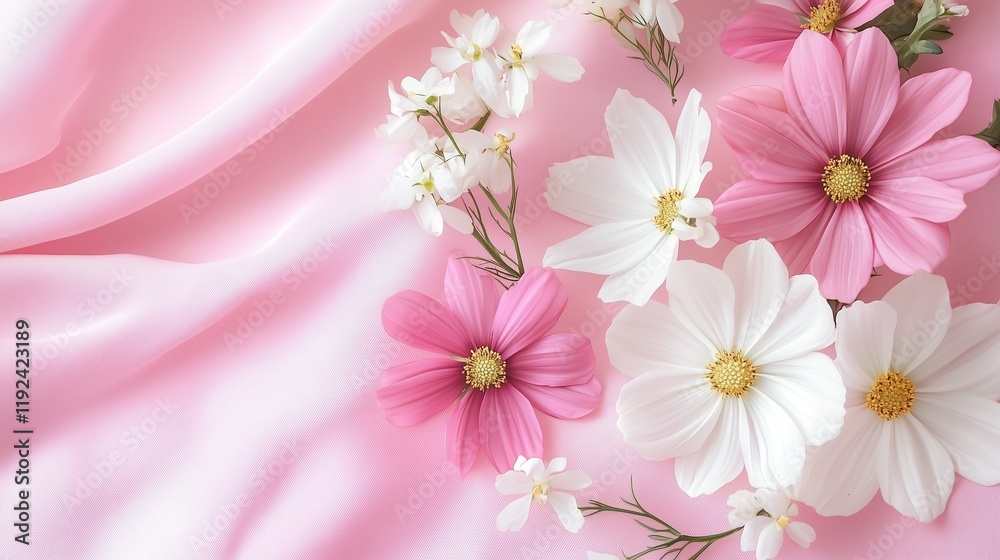 Delicate pink blossoms bloom in a spring floral display Delicate pink blossoms bloom in a spring floral display