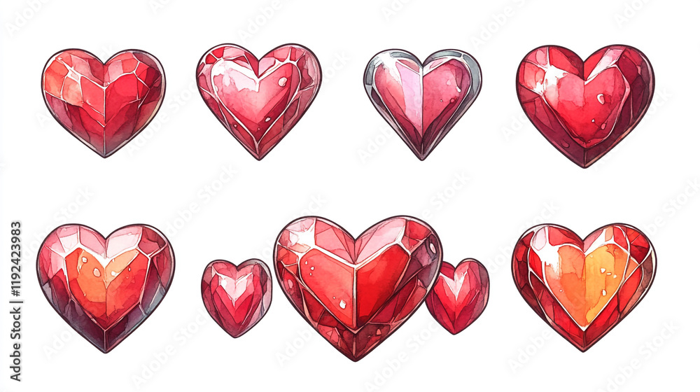 Valentine's Day heart illustrations in various sizes and styles showcasing love and affection Valentine's Day heart illustrations in various sizes and styles showcasing love and affection