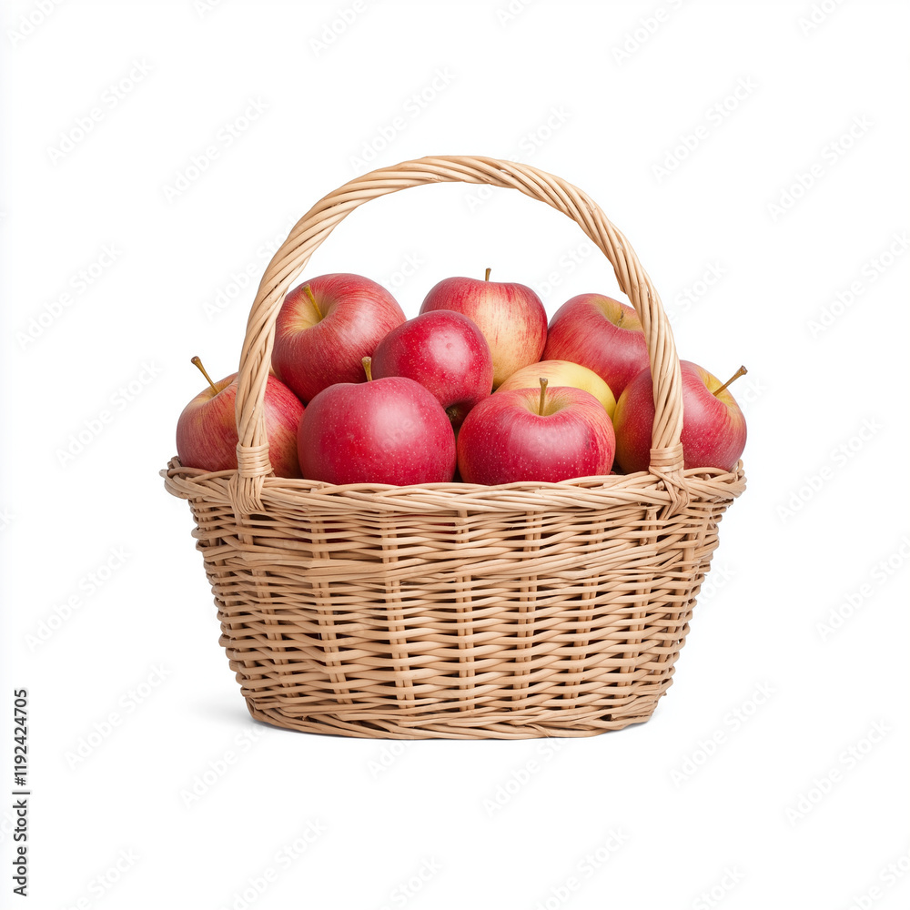 A basket full of freshly picked apples, rustic style, detailed digital painting, vibrant colors, isolated on white background A basket full of freshly picked apples, rustic style, detailed digital painting, vibrant colors, isolated on white background