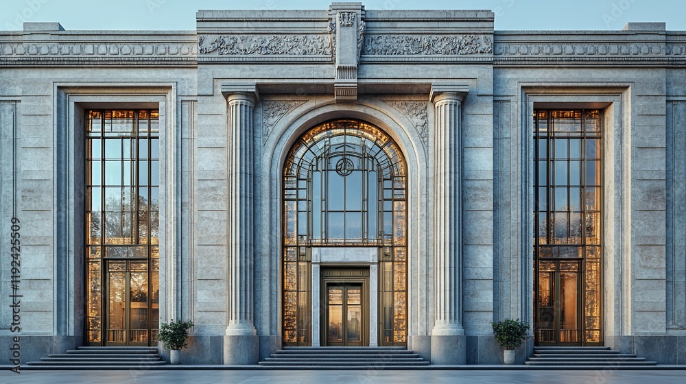 Fototapeta premium Grandiose Neoclassical Mansion Entrance: Architectural Marvel
