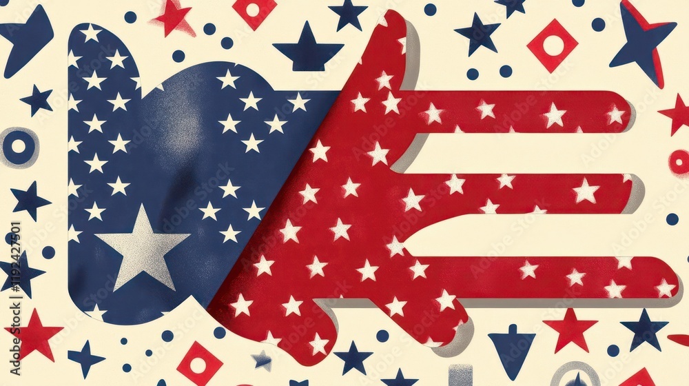 Obraz premium Creative Abstract Design Featuring American Flag Elements and Symbols