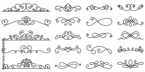 PNG Elegant vintage ornamental design elements set on transparent background