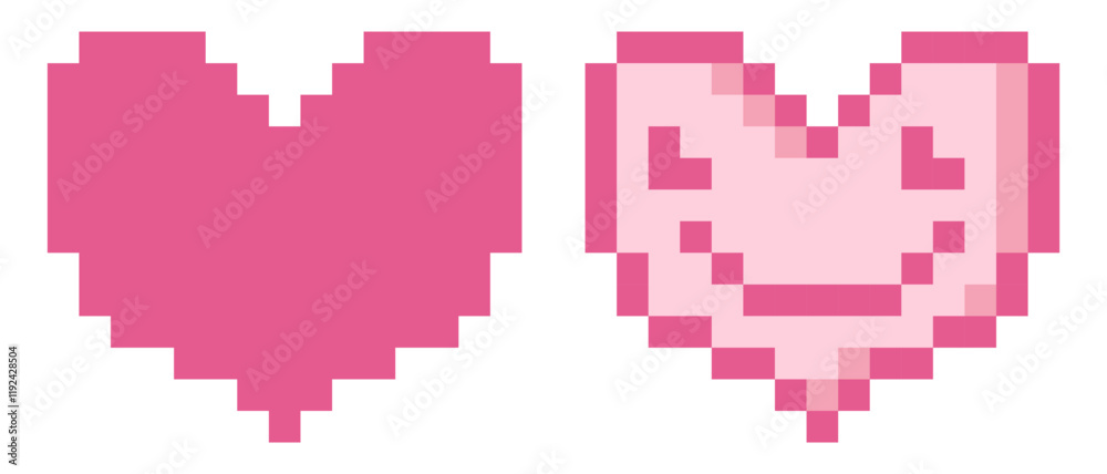 Obraz premium Valentine's Day pixel hearts clipart collection. Perfect for sticker, label, card. Kawaii vector illustration.