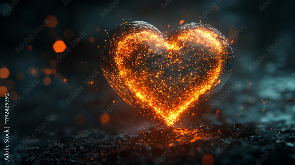 Fototapeta premium Glowing heart shape symbolizes love on Valentine's Day celebration