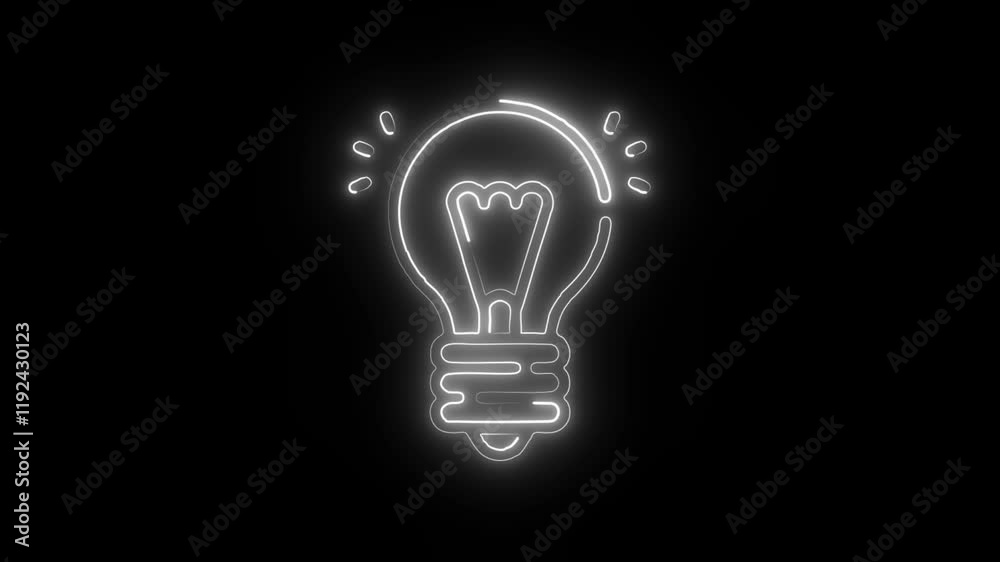Glowing neon Bulb icon isolated on dark background. HD Video graphic animation Glowing neon Bulb icon isolated on dark background. HD Video graphic animation