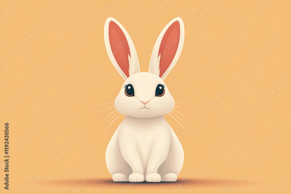 Fototapeta premium Lovely Easter bunny on simple yellow background. 