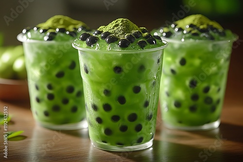 Refreshing Matcha Bubble Tea Drinks with Boba