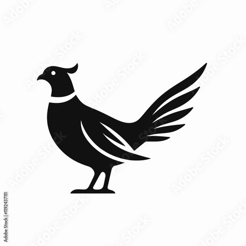 very simple flat and minimalist Pheasant silhouette in black on a white background