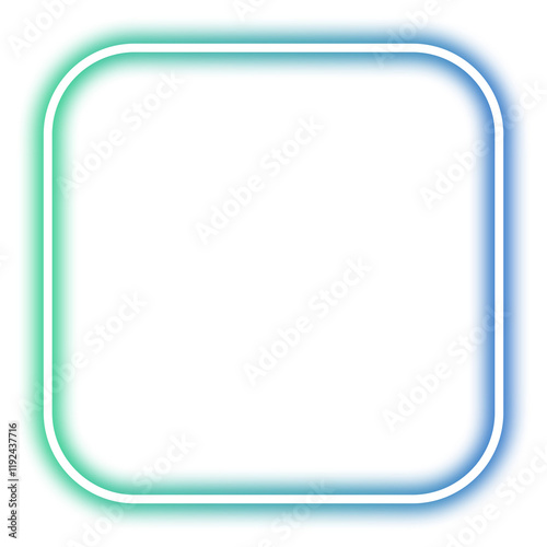 square frame of blue green neon lights
