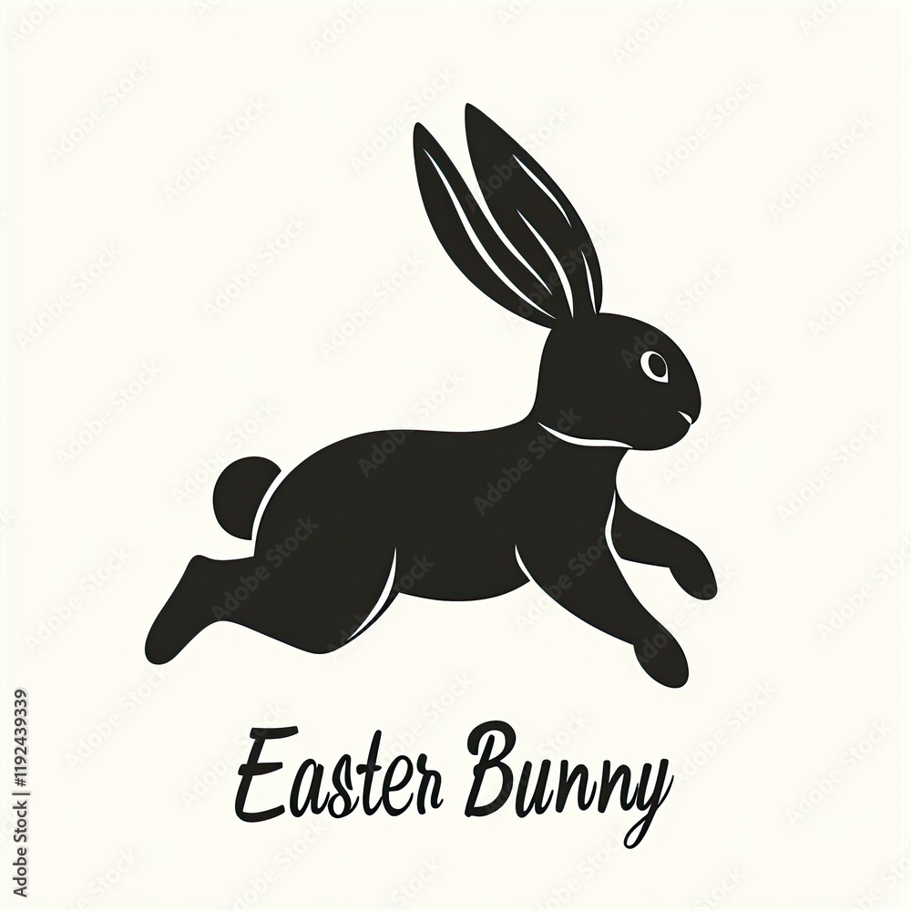 Fototapeta premium Playful silhouette of bunny hopping, symbolizing joy of Easter c