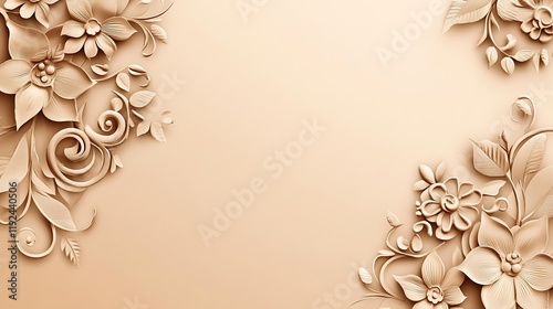 Wallpaper Mural Elegant Beige Floral Design Background Artwork Torontodigital.ca