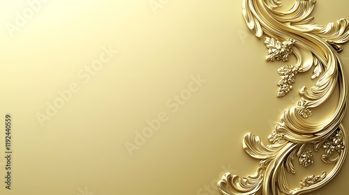 Golden Ornate Design on a Pale Yellow Background photo