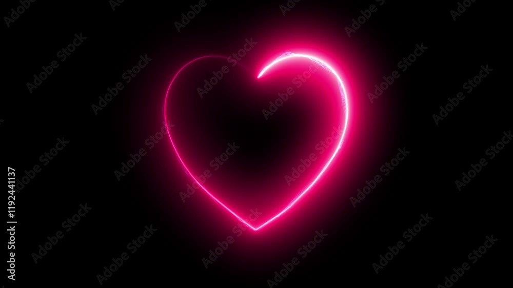 Abstract background frame love heart with neon light effect