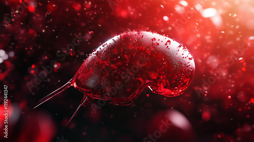 A detailed 3D render of the human liver, set against a medical background to emphasize its structure and function.