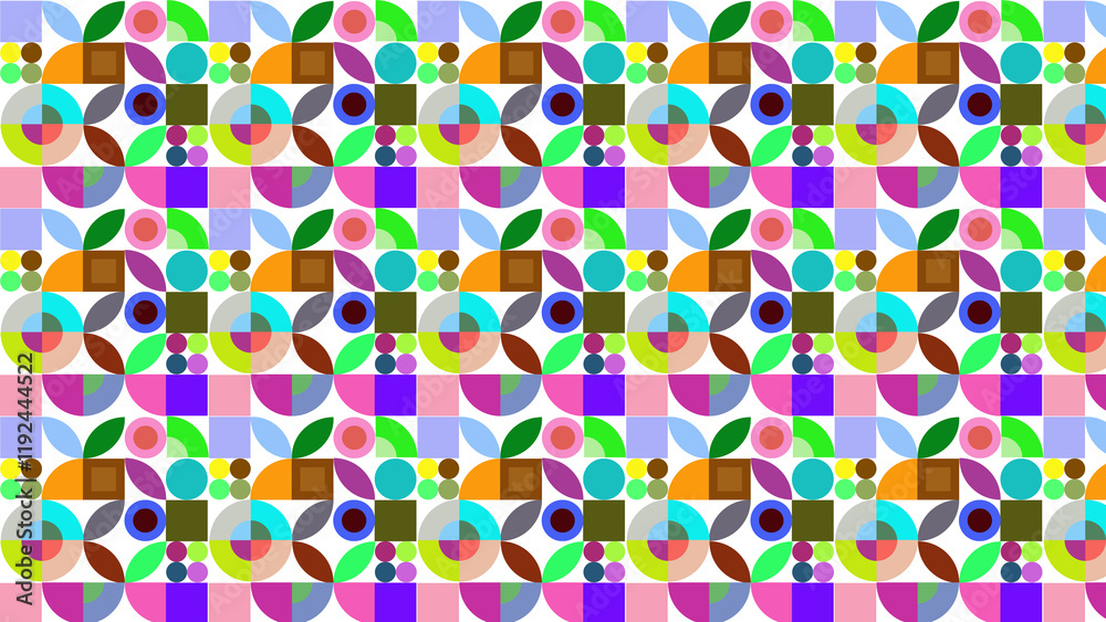 Fototapeta premium Colorful Hearts, Confetti, and Circles Seamless Pattern