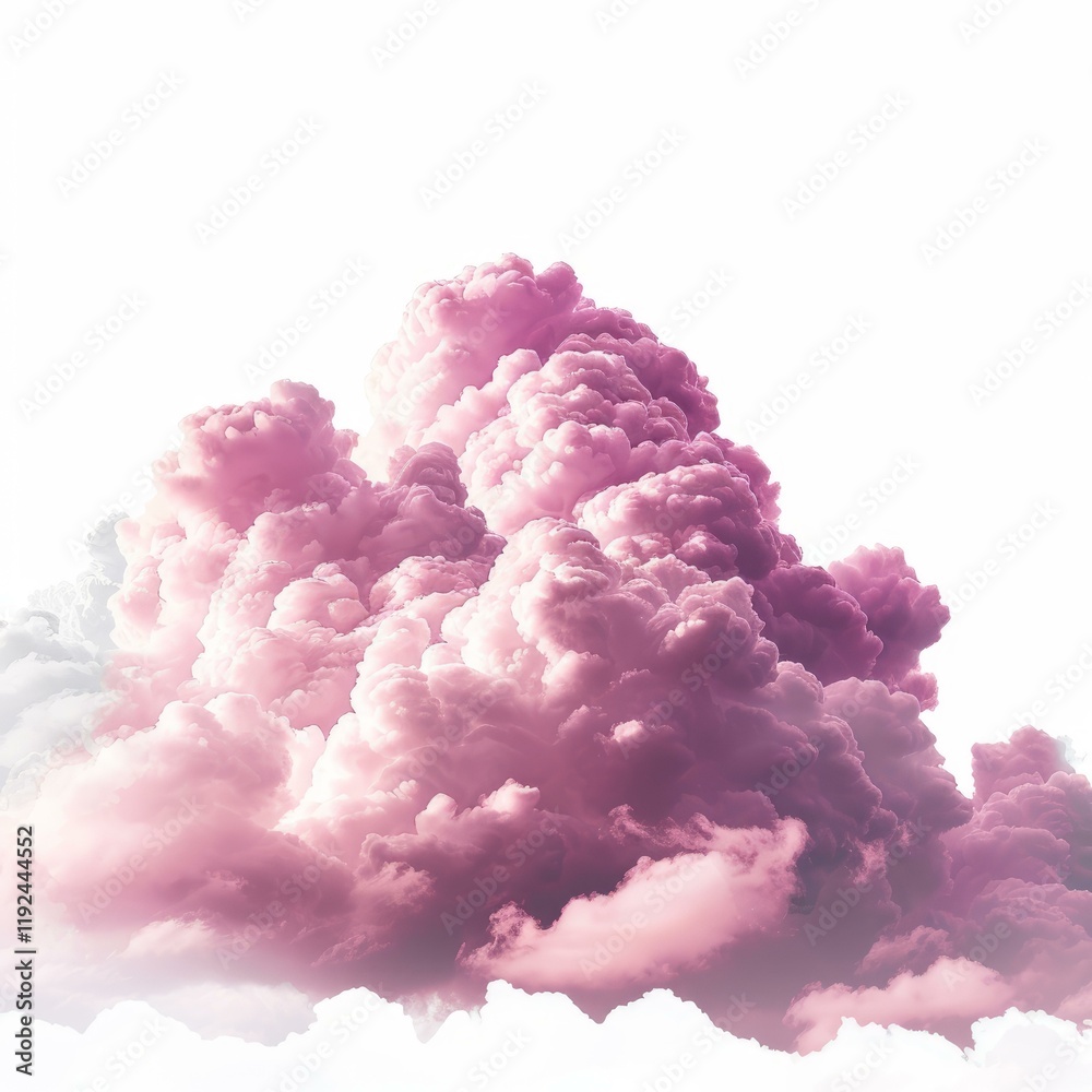 Fototapeta premium Soft pink clouds form a dreamy and ethereal scene against a bright white sky