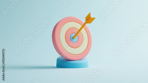 3D Target Icon with Dart in Center: Symbolizing Business Success, Strategy, and Achieving Goals with Precision
 photo