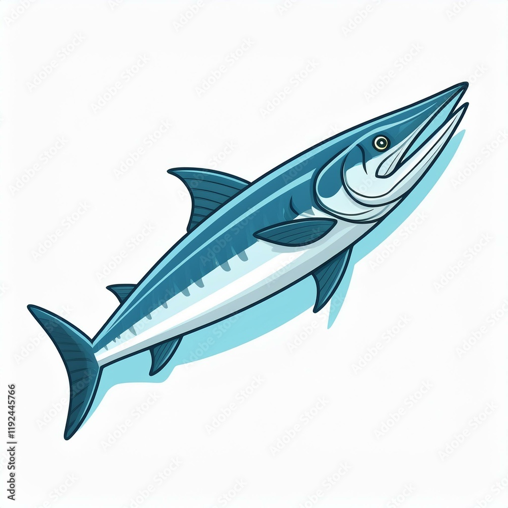 Fototapeta premium Barracuda flat design. isolated on white background