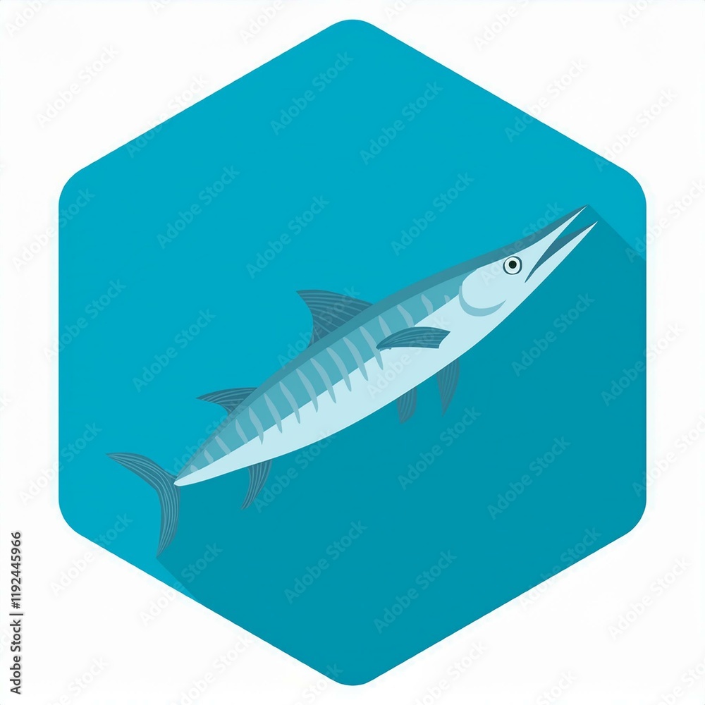 Obraz premium Barracuda flat design. isolated on white background