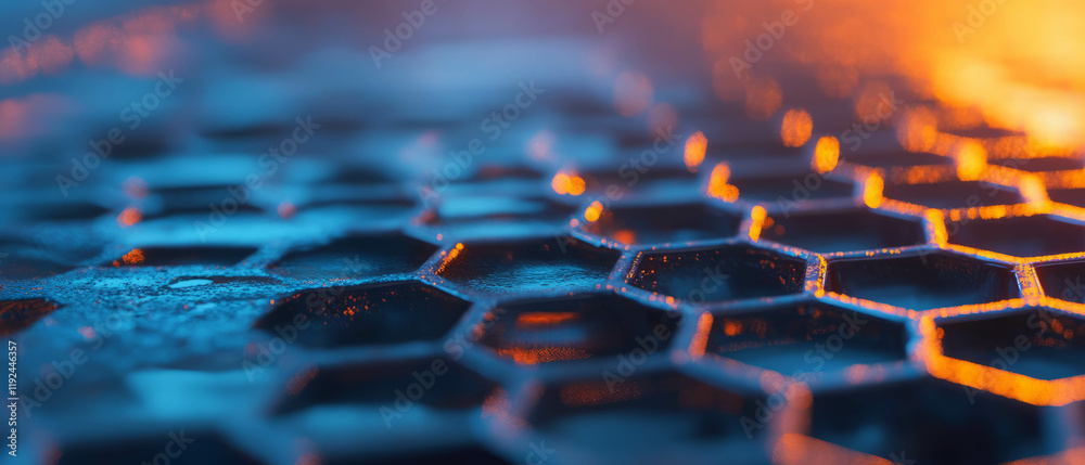 Fototapeta premium Exploring the structural elegance of aluminum honeycomb with a hexagonal pattern